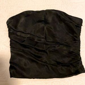 Never worn black ruched strapless top.